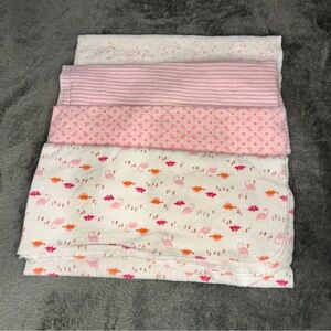 Gerber Pink and White Baby Blankets. set of 4